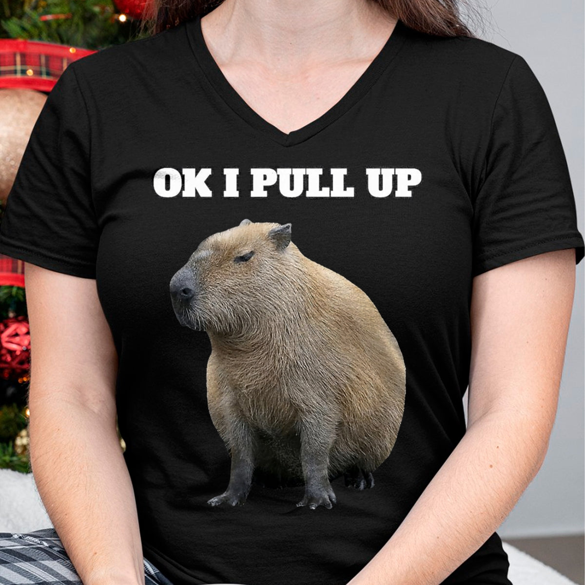 Cute Capybara Shirt, Funny Capybara Unisex T-Shirt/Hoodie/Sweatshirt HLT00 - Ok I Pull Up Capybara T-Shirt