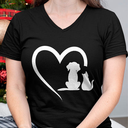 Cat Love Shirt, Funny Cat Lover Gift UnisexT-Shirt/Hoodie/Sweatshirt HLT00 - Dog Puppy and Baby Cat Heart - Animal Dog & Cat Heart T-Shirt, Men, Black, 3X-Large