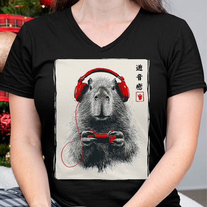 Cute Capybara Shirt, Funny Capybara Unisex T-Shirt/Hoodie/Sweatshirt HLT00 - Japanese Capybara Gamer Video Games Graphic Funny Capybara T-Shirt