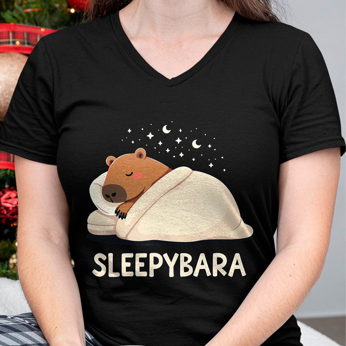 Cute Capybara Shirt, Funny Capybara Unisex T-Shirt/Hoodie/Sweatshirt HLT00 - Capybara Sleep Pajamas Sleepybara T-Shirt
