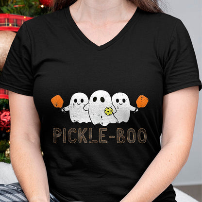 Funny Pickleball Shirt, Pickleball Lover Unisex T-Shirt/Hoodie/Sweatshirt HLT00 - Halloween Pickleball Ghosts Pickle Boo Costume Men Women Kid T-Shirt, Women