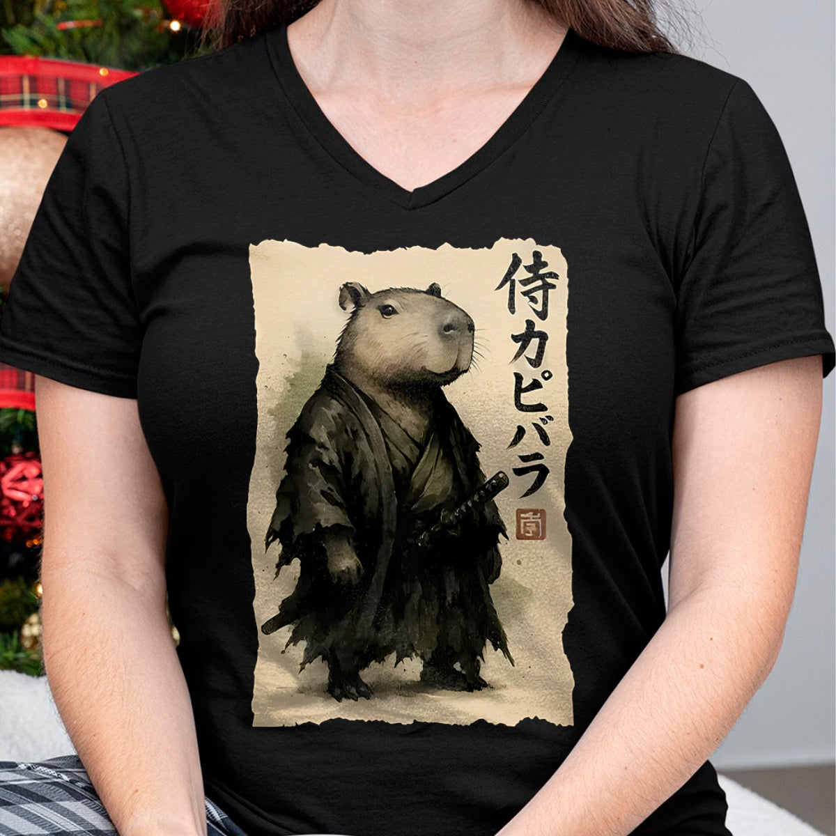Cute Capybara Shirt, Funny Capybara Unisex T-Shirt/Hoodie/Sweatshirt HLT00 - Capybara Samurai Japanese Warrior Graphic Anime Ukiyo-e Art T-Shirt
