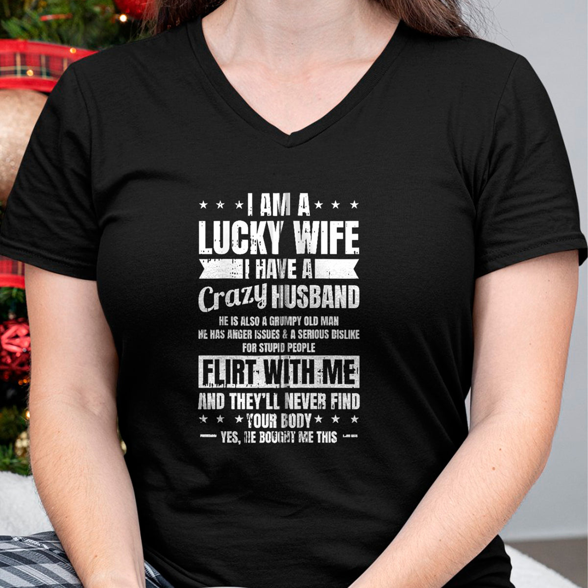 Best Wife Shirt, Wife and Husband Unisex T-Shirt/Hoodie/Sweatshirt HLT00 - Gift for wife T shirt, lucky wife   I Am A Lucky Wife Fathers Day Funny Sarcastic Women Zip Hoodie