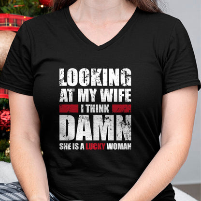 Best Wife Shirt, Wife and Husband Unisex T-Shirt/Hoodie/Sweatshirt HLT00 - Gift for wife T shirt, lucky wife   My Wife - She Is A Lucky Woman - Funny Husband T-Shirt