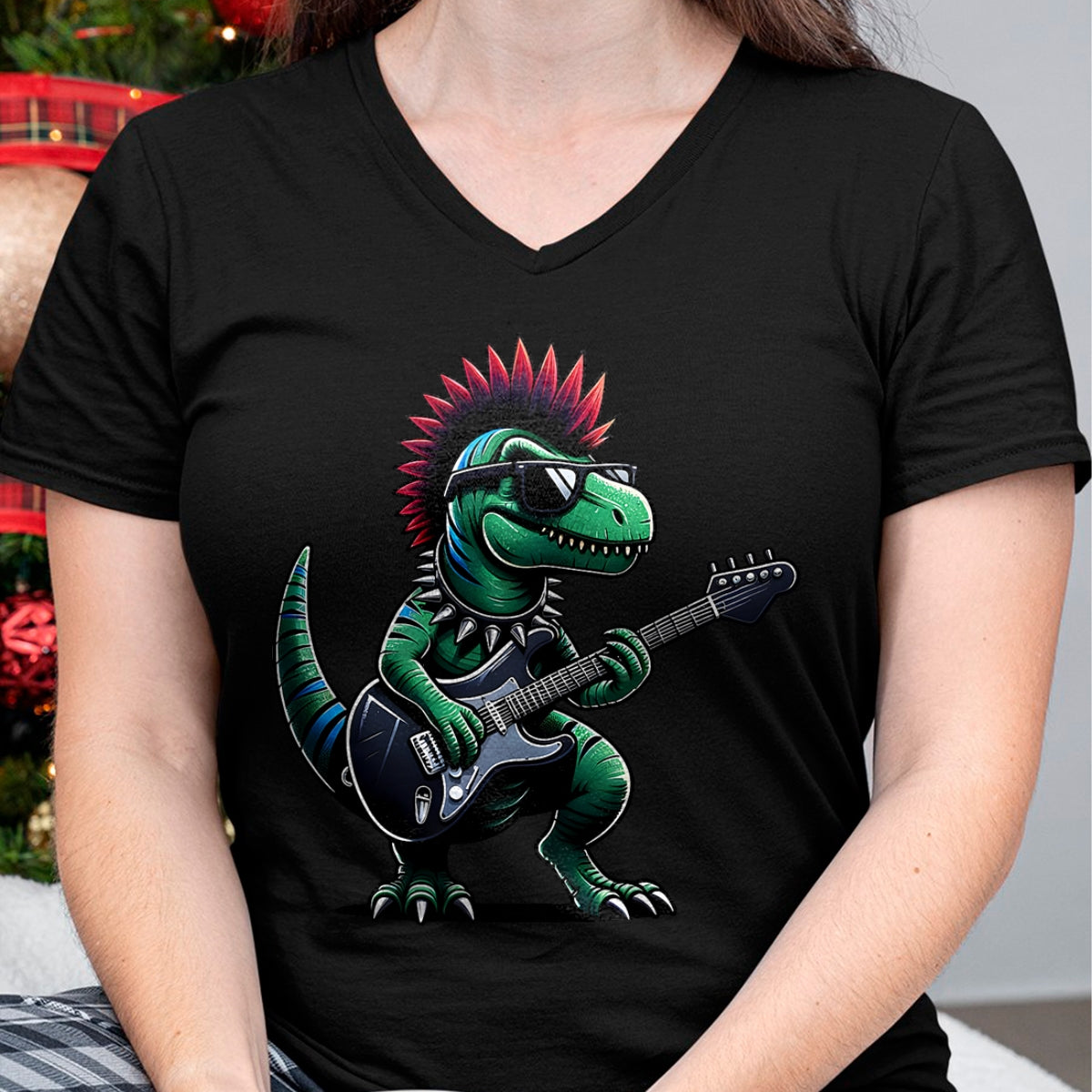 Guitar Lover Shirt, Funny Guitar UnisexT-Shirt/Hoodie/Sweatshirt HLT00 - Cute Punk Dinosaur, Rock_n Roll Goth Dino, Guitar Band Funny T-Shirt