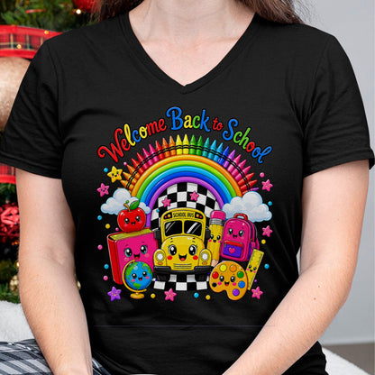 Best Student Shirt, Funny Back To School UnisexT-Shirt/Hoodie/Sweatshirt HLT00 - Welcome Back to School Cute Rainbow Bus Teacher Student Kids T-Shirt