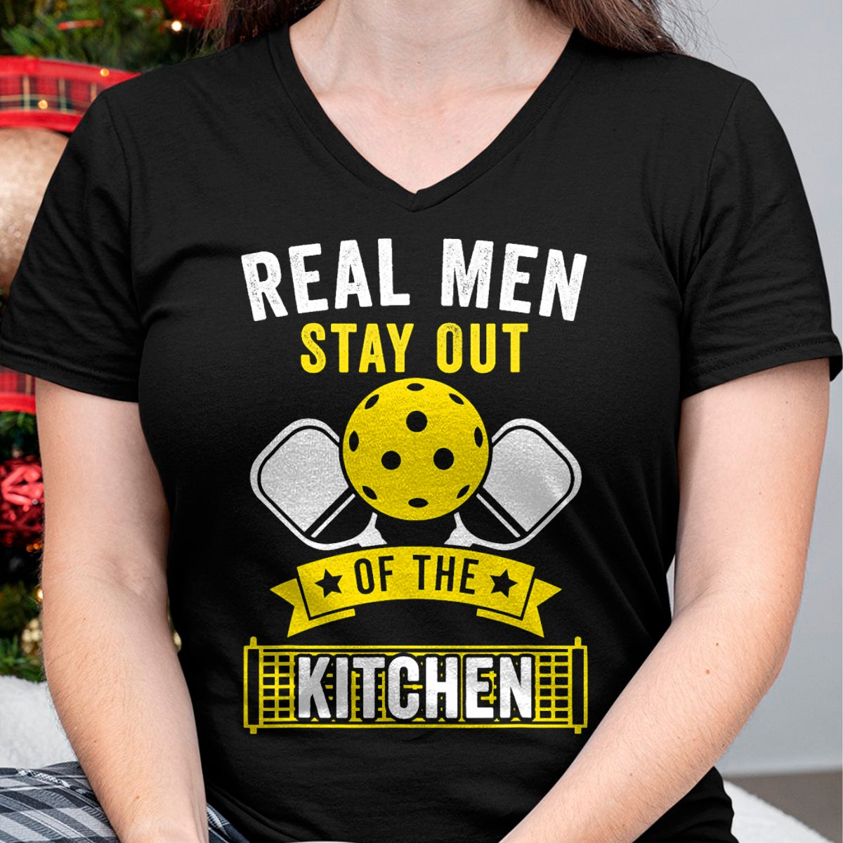 Funny Pickleball Shirt, Pickleball Lover Unisex T-Shirt/Hoodie/Sweatshirt HLT00 - Real Men Stay Out of the Kitchen Funny Pickleball T-Shirt