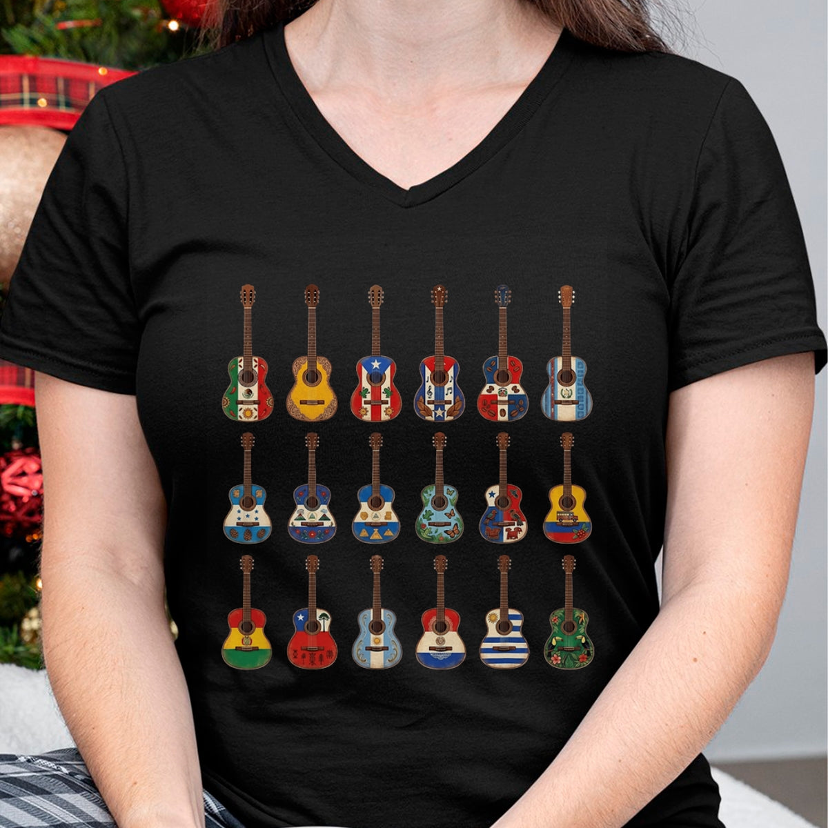 Guitar Lover Shirt, Funny Guitar UnisexT-Shirt/Hoodie/Sweatshirt HLT00 - Hispanic Heritage Month Guitar Flags for Latin American T-Shirt