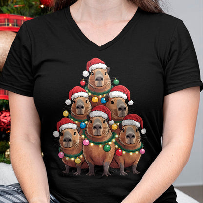 Cute Capybara Shirt, Funny Capybara UnisexT-Shirt/Hoodie/Sweatshirt HLT00 - Capybara Christmas Tree Santa Hat Cute Xmas Boys Kids Men T-Shirt