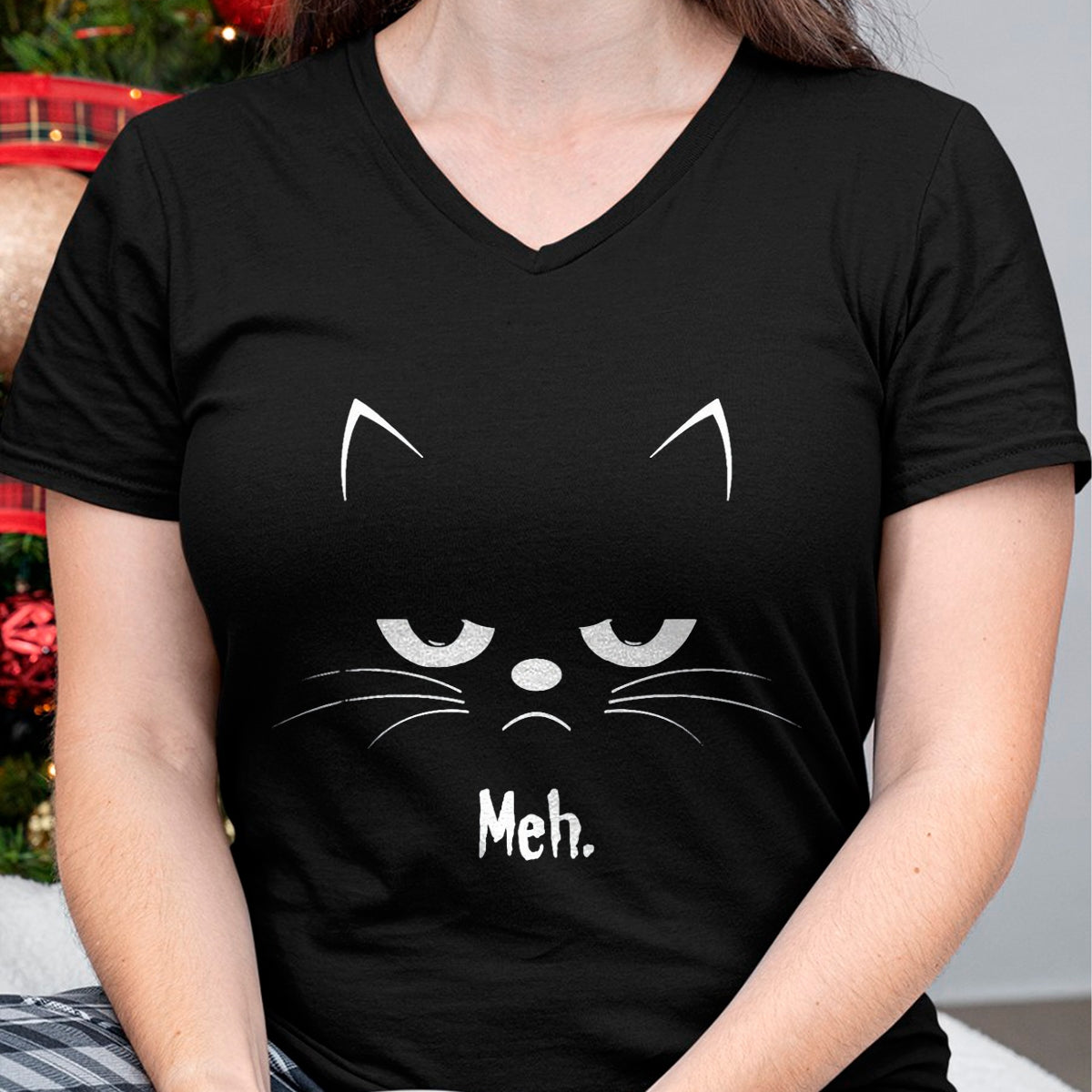 Cat Love Shirt, Funny Cat Lover Gift UnisexT-Shirt/Hoodie/Sweatshirt HLT00 - Sarcastic Funny Angry Cat Meh Halloween Costume T-Shirt, Men, Black, XX-Large