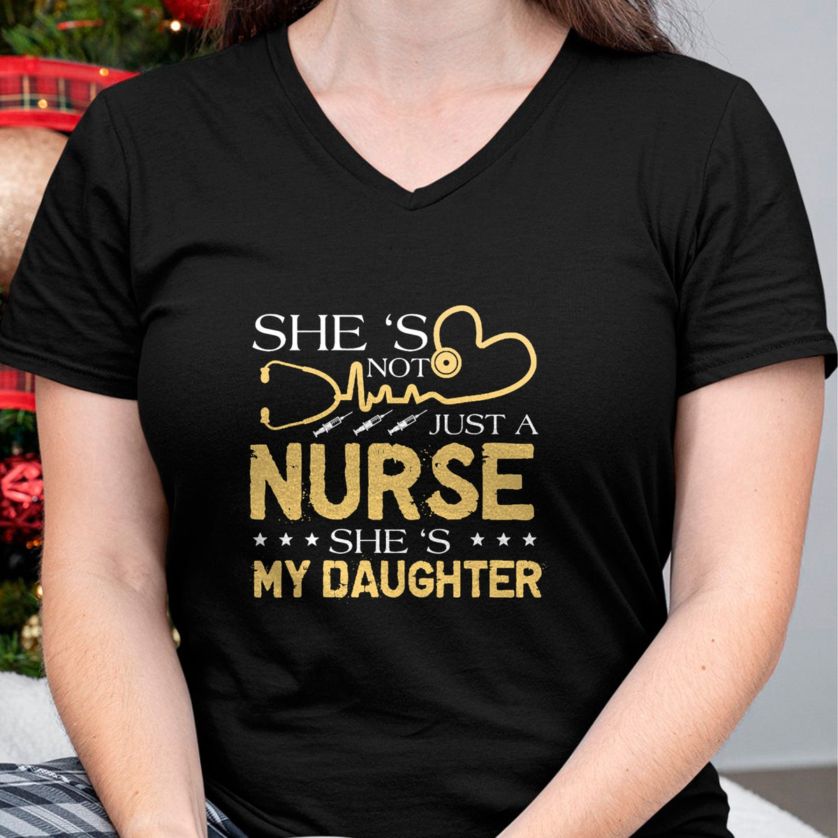 Funny Nurse Shirt, Nurse Unisex T-Shirt/Hoodie/Sweatshirt HLT00 - My Daughter Is A Nurse Proud Nurse's Mom Dad RN LPN Family T-Shirt (4)