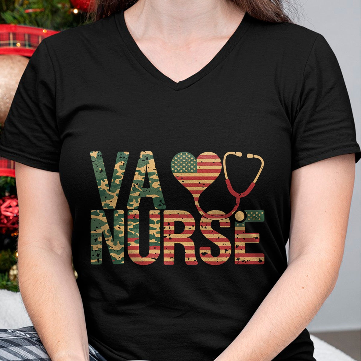Proud Veteran Shirt, Funny Veteran UnisexT-Shirt/Hoodie/Sweatshirt HLT00 - VA Nurse Stethoscope Heart American Flag Camouflage Retro T-Shirt
