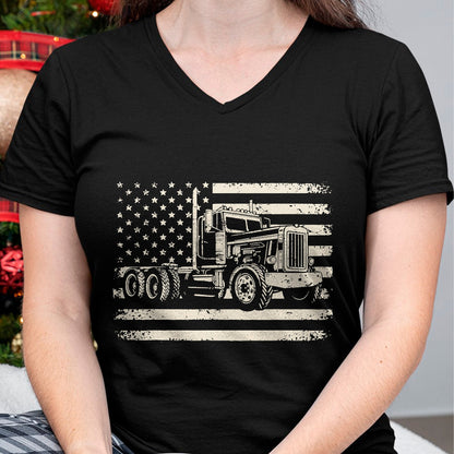 Best Truck Driver Life Shirt, Funny Trucker UnisexT-Shirt/Hoodie/Sweatshirt HLT00 - Semi Truck USA Flag Driver Trucker Patriotic Retro T-Shirt