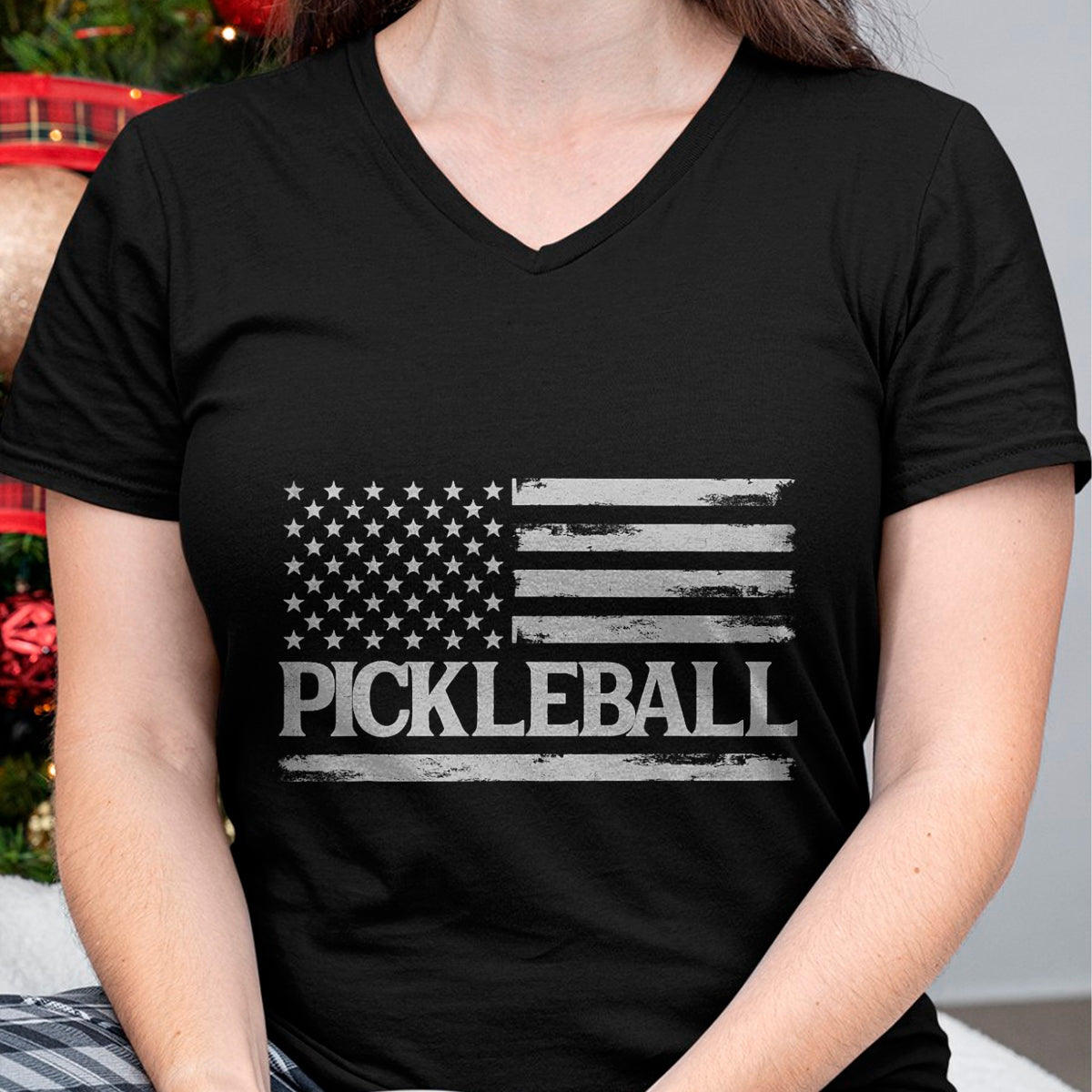 Funny Pickleball Shirt, Pickleball Lover Unisex T-Shirt/Hoodie/Sweatshirt HLT00 - Pickleball Grey Vintage USA Flag Player Coach T-Shirt