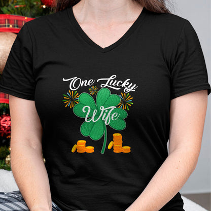 Best Wife Shirt, Wife and Husband Unisex T-Shirt/Hoodie/Sweatshirt HLT00 - Gift for wife T shirt, lucky wife   St. Patrick's Day I'm One Lucky Wife T-Shirt