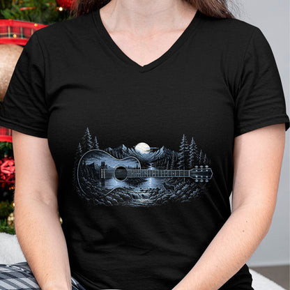 Guitar Lover Shirt, Funny Guitar UnisexT-Shirt/Hoodie/Sweatshirt HLT00 - Mountain Nature Scene Acoustic Guitar Men Women Guitarist T-Shirt
