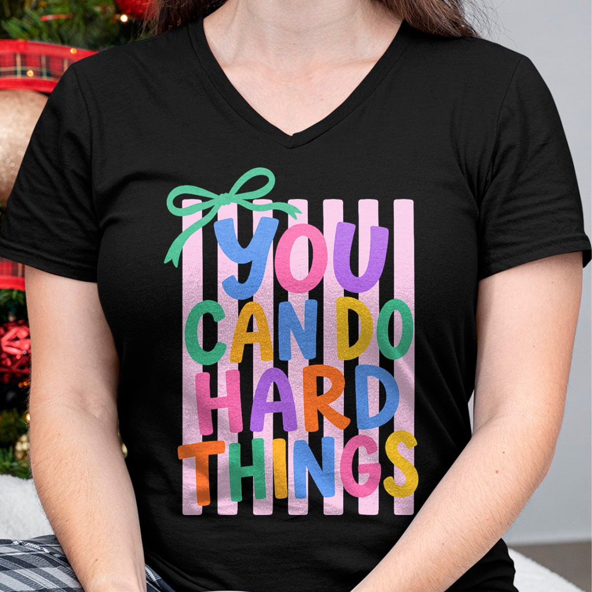 Best Teacher Shirt, Funny Teacher UnisexT-Shirt/Hoodie/Sweatshirt HLT00 - Striped You Can Do Hard Things Motivational Teacher T-Shirt