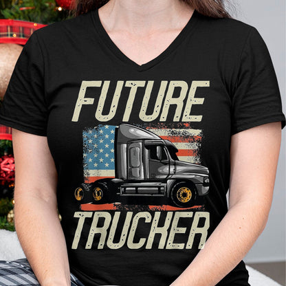Best Truck Driver Life Shirt, Funny Trucker UnisexT-Shirt/Hoodie/Sweatshirt HLT00 - Future Trucker Truck Driver Semi Kids Son Daughter Clothing T-Shirt, Youth, Red, Small