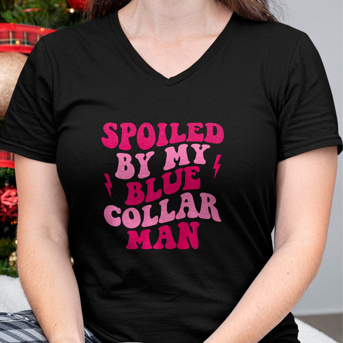 Best Wife Shirt, Wife and Husband Unisex T-Shirt/Hoodie/Sweatshirt HLT00 - Gift for wife T shirt, spoiled wife   Spoiled By My Blue Collar Man Funny Blue Collar Wife Groovy Pr