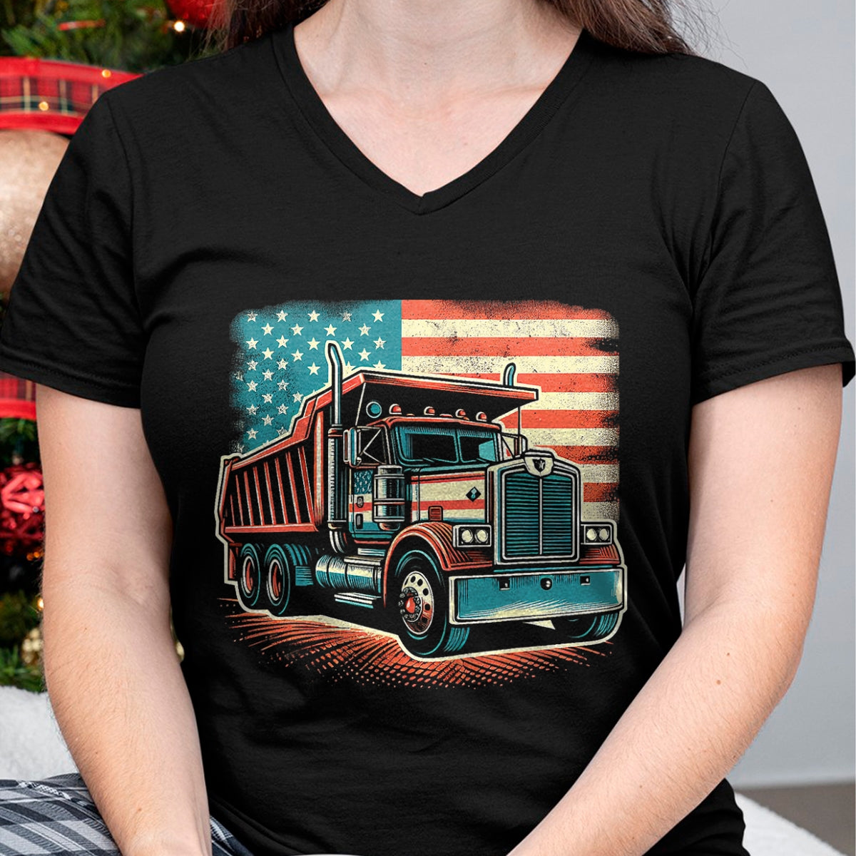 Best Truck Driver Life Shirt, Funny Trucker UnisexT-Shirt/Hoodie/Sweatshirt HLT00 - Dump Truck Driver American Flag Trucker Vintage Men Women T-Shirt