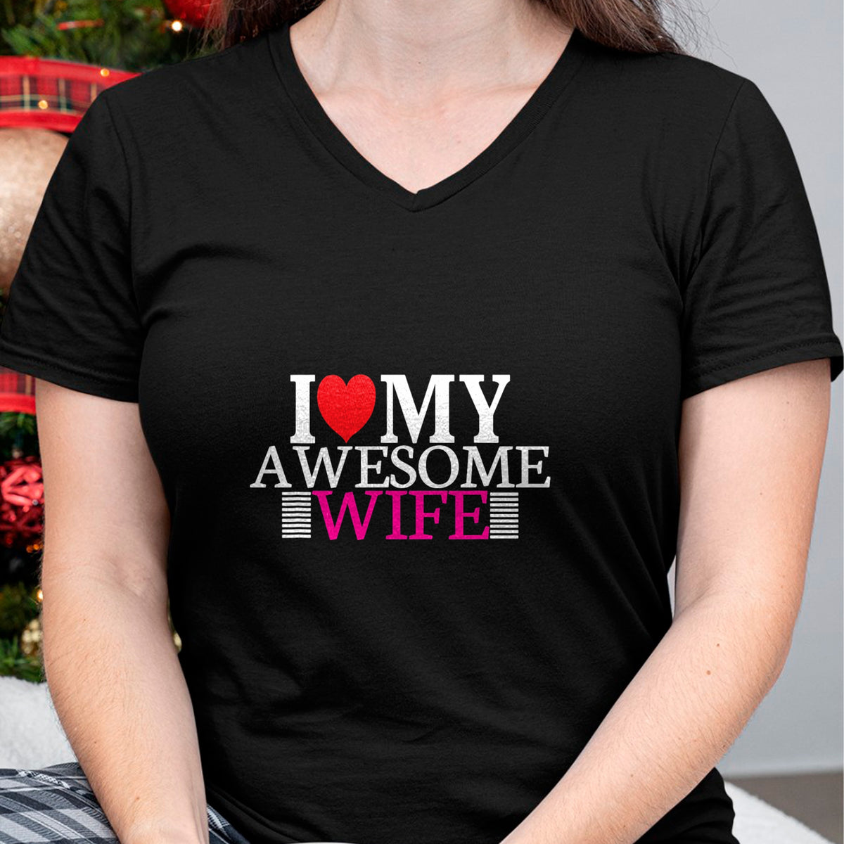 Best Wife Shirt, Wife and Husband Unisex T-Shirt/Hoodie/Sweatshirt HLT00 - I Love My Awesome Wife Valentines Day Husband Wife Gifts T-Shirt