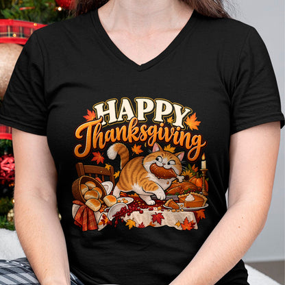 Best Thanksgiving Family Shirt , Funny Thanksgiving UnisexT-Shirt/Hoodie/Sweatshirt HLT00 - Happy Thanksgiving Funny Cute Cat Turkey Dinner Autumn Feast T-Shirt