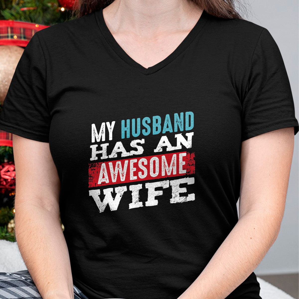 Best Wife Shirt, Wife and Husband Unisex T-Shirt/Hoodie/Sweatshirt HLT00 - My Husband Has An Awesome Wife Couple Romantic Heart Love T-Shirt