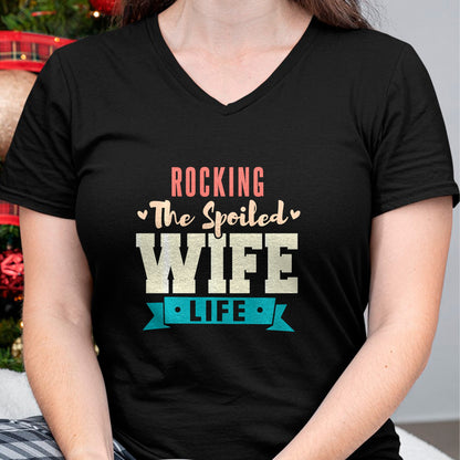 Best Wife Shirt, Wife and Husband Unisex T-Shirt/Hoodie/Sweatshirt HLT00 - Gift for wife T shirt, spoiled wife   Spoiled Wife Rocking The Spoiled Wife Life Long Sleeve T-Shirt