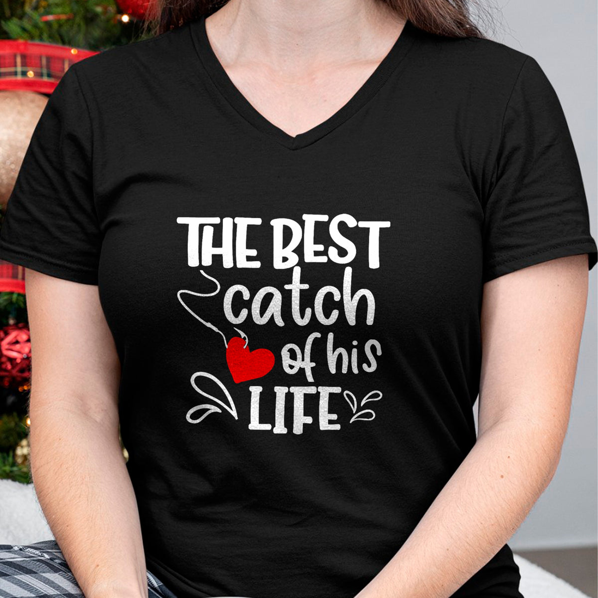 Best Wife Shirt, Wife and Husband Unisex T-Shirt/Hoodie/Sweatshirt HLT00 - Gift for wife T shirt, lucky wife   Best Catch of His Life One Lucky Fisherman Couple Matching T-Shi