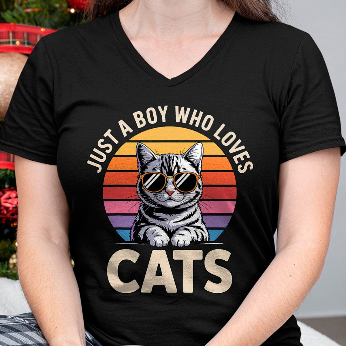 Cat Love Shirt, Funny Cat Lover Gift UnisexT-Shirt/Hoodie/Sweatshirt HLT00 - Just a Boy Who Loves Cats T-Shirt