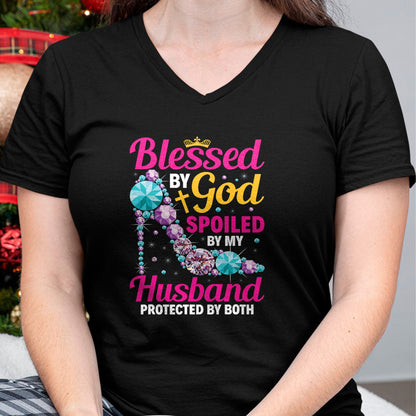 Best Wife Shirt, Wife and Husband Unisex T-Shirt/Hoodie/Sweatshirt HLT00 - Gift for wife T shirt, spoiled wife   Christian Wife Jesus Blessed By God Spoiled By My Husband T-Sh