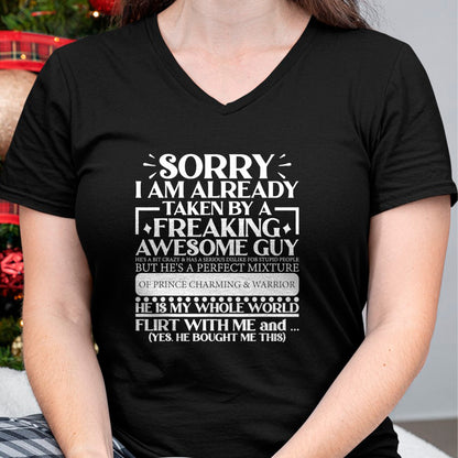 Best Wife Shirt, Wife and Husband Unisex T-Shirt/Hoodie/Sweatshirt HLT00 - Sorry I Am Already Taken By A Guy Husband T-Shirt