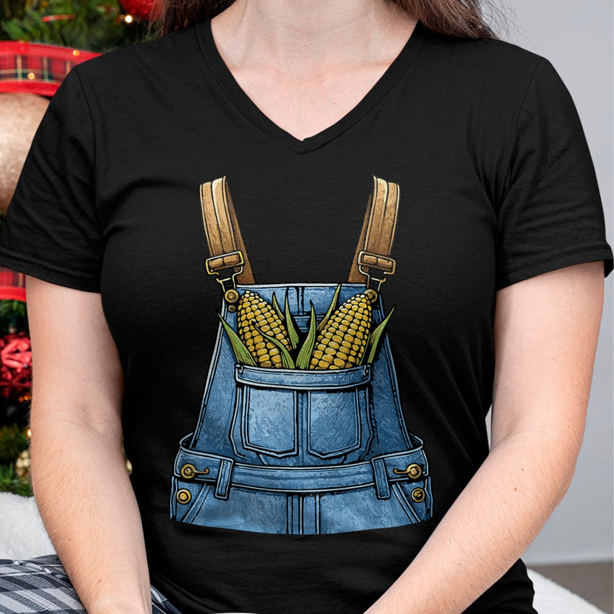 Best Farmer Life Shirt, Funny Farmer UnisexT-Shirt/Hoodie/Sweatshirt HLT00 - Corn Pocket Fake Denim Overalls Farmer Costume T-Shirt