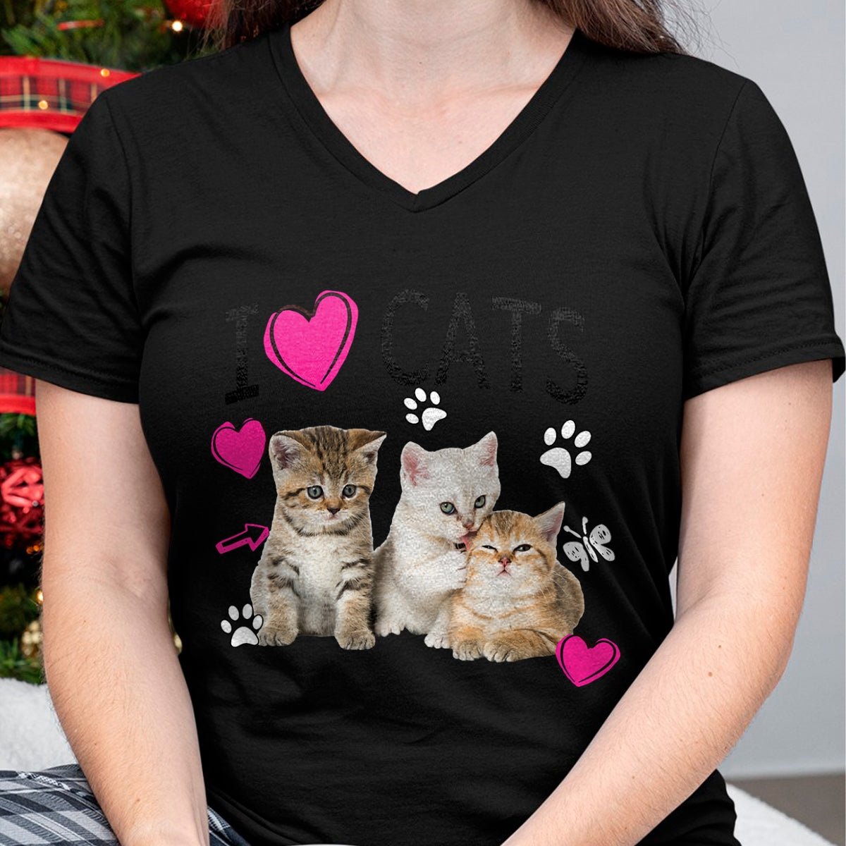 Cat Love Shirt, Funny Cat Lover Gift UnisexT-Shirt/Hoodie/Sweatshirt HLT00 - Cat Lover Tee Cute I Love Cats Kittens Hearts Paws Gift Idea T-Shirt (1)