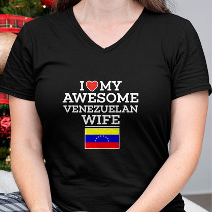 Best Wife Shirt, Wife and Husband Unisex T-Shirt/Hoodie/Sweatshirt HLT00 - I Love My AWESOME Venezuelan WIFE Flag Heart Tee for Husband