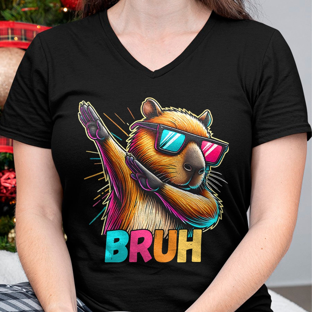 Cute Capybara Shirt, Funny Capybara Unisex T-Shirt/Hoodie/Sweatshirt HLT00 - Funny Dabbing Capy Bruh Teens Youth Kids Meme Rodent Lovers T-Shirt
