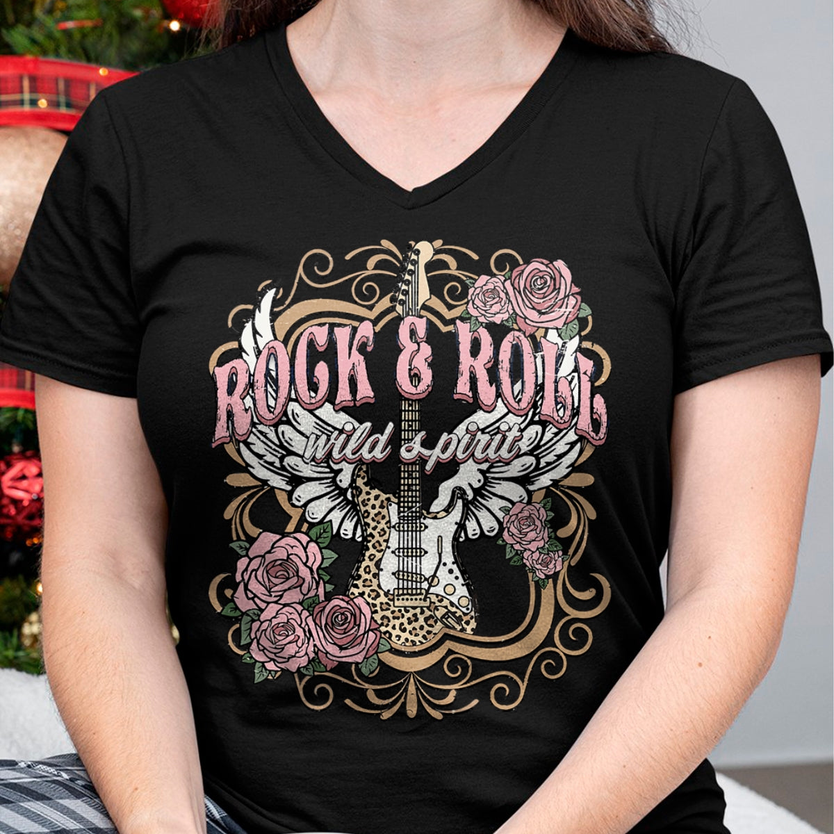 Guitar Lover Shirt, Funny Guitar UnisexT-Shirt/Hoodie/Sweatshirt HLT00 - Vintage Rock n Roll Wild Spirit Lets Rock Guitar Floral T-Shirt