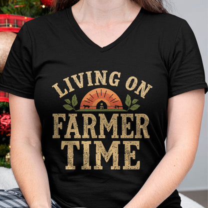 Best Farmer Life Shirt, Funny Farmer UnisexT-Shirt/Hoodie/Sweatshirt HLT00 - Living On Farmer Time - Rustic Country Farm T-Shirt