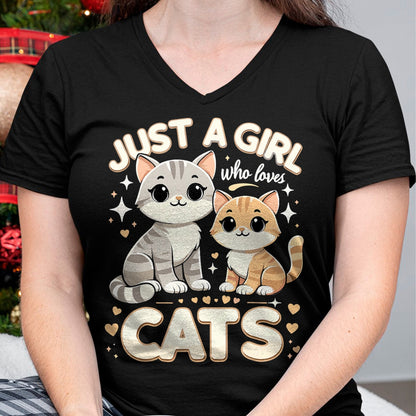 Cat Love Shirt, Funny Cat Lover Gift UnisexT-Shirt/Hoodie/Sweatshirt HLT00 - Cute Cat Just A Girl Who Loves Cats T-Shirt