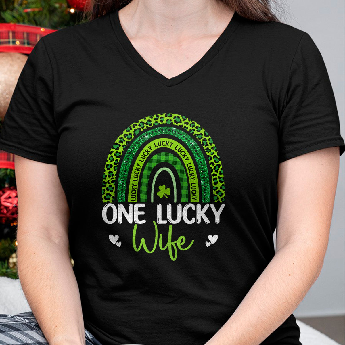 Best Wife Shirt, Wife and Husband Unisex T-Shirt/Hoodie/Sweatshirt HLT00 - Gift for wife T shirt, lucky wife   One Lucky Wife Rainbow Leopard Saint Patrick's Day T-Shirt