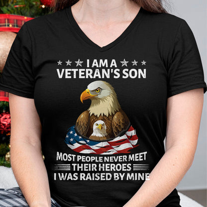 Proud Veteran Shirt, Funny Veteran UnisexT-Shirt/Hoodie/Sweatshirt HLT00 - Proud US Veteran Son I was Raised by My Hero Fathers Day T-Shirt