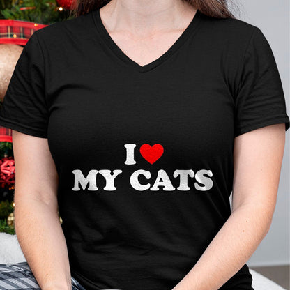 Cat Love Shirt, Funny Cat Lover Gift UnisexT-Shirt/Hoodie/Sweatshirt HLT00 - I Love My Cats T-Shirt, Women, Black, X-Small (1)