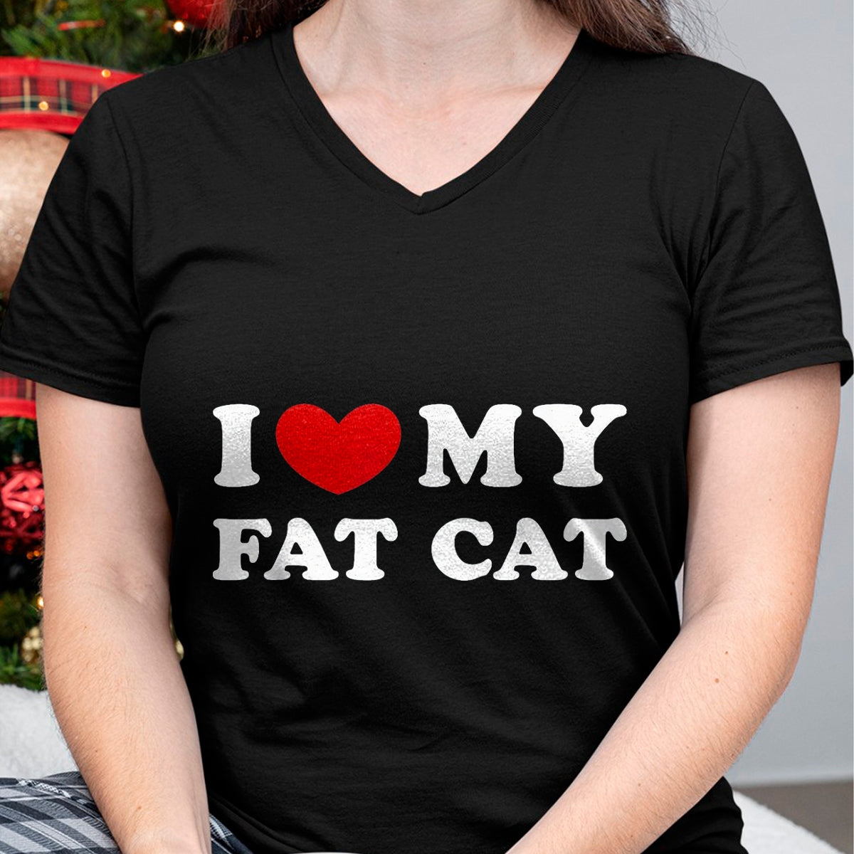 Cat Love Shirt, Funny Cat Lover Gift UnisexT-Shirt/Hoodie/Sweatshirt HLT00 - I Love My Fat Cat, I Heart My Fat Cat T-Shirt, Youth, Black, Medium