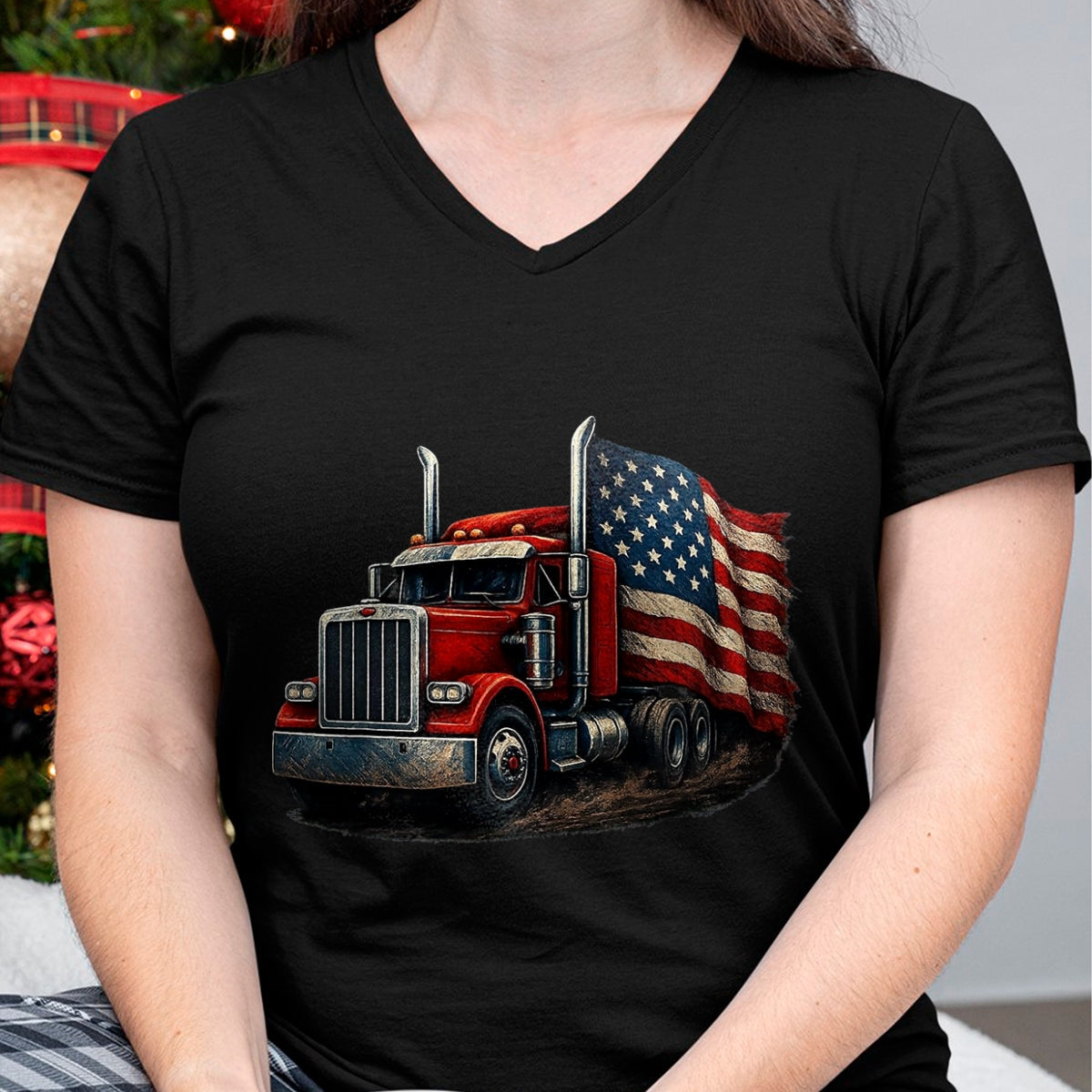 Best Truck Driver Life Shirt, Funny Trucker UnisexT-Shirt/Hoodie/Sweatshirt HLT00 - Us American Flag Semi Truck Driver Trucker T-Shirt, Men, Black, 3X-Large