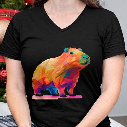 Cute Capybara Shirt, Funny Capybara Unisex T-Shirt/Hoodie/Sweatshirt HLT00 - Colorful Geometric Capybara Long Sleeve T-Shirt
