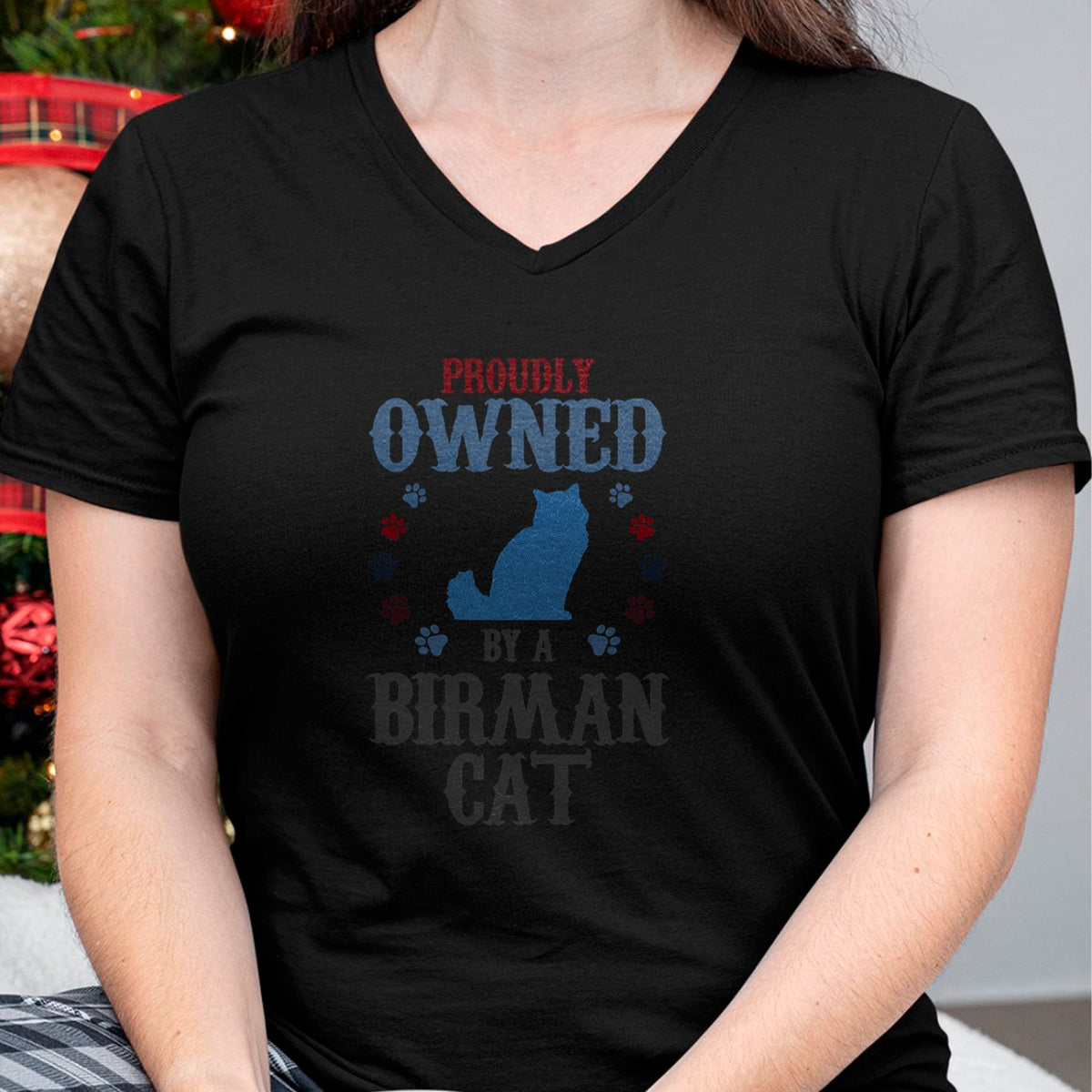 Gift for Dad Shirt, Funny Dad Unisex T-Shirt/Hoodie/Sweatshirt HLT00 – Proudly Owned By A Cat - Father Mother Birman Cat T-Shirt
