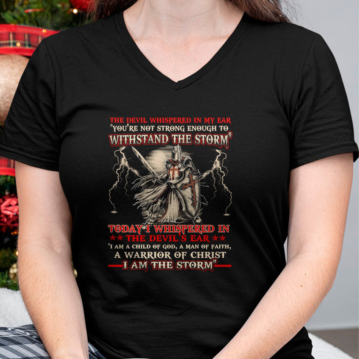 Christian Tee, Christian Faith Unisex T-Shirt/Hoodie/Sweatshirt HLT00 - Knight Templar I Am The Storm For Men Christ Gift Long Sleeve T-Shirt