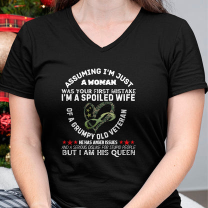 Best Wife Shirt, Wife and Husband Unisex T-Shirt/Hoodie/Sweatshirt HLT00 - Gift for wife T shirt, spoiled wife   Womens Husband Wife I'm A Spoiled Wife Of A Grumpy Old Veteran