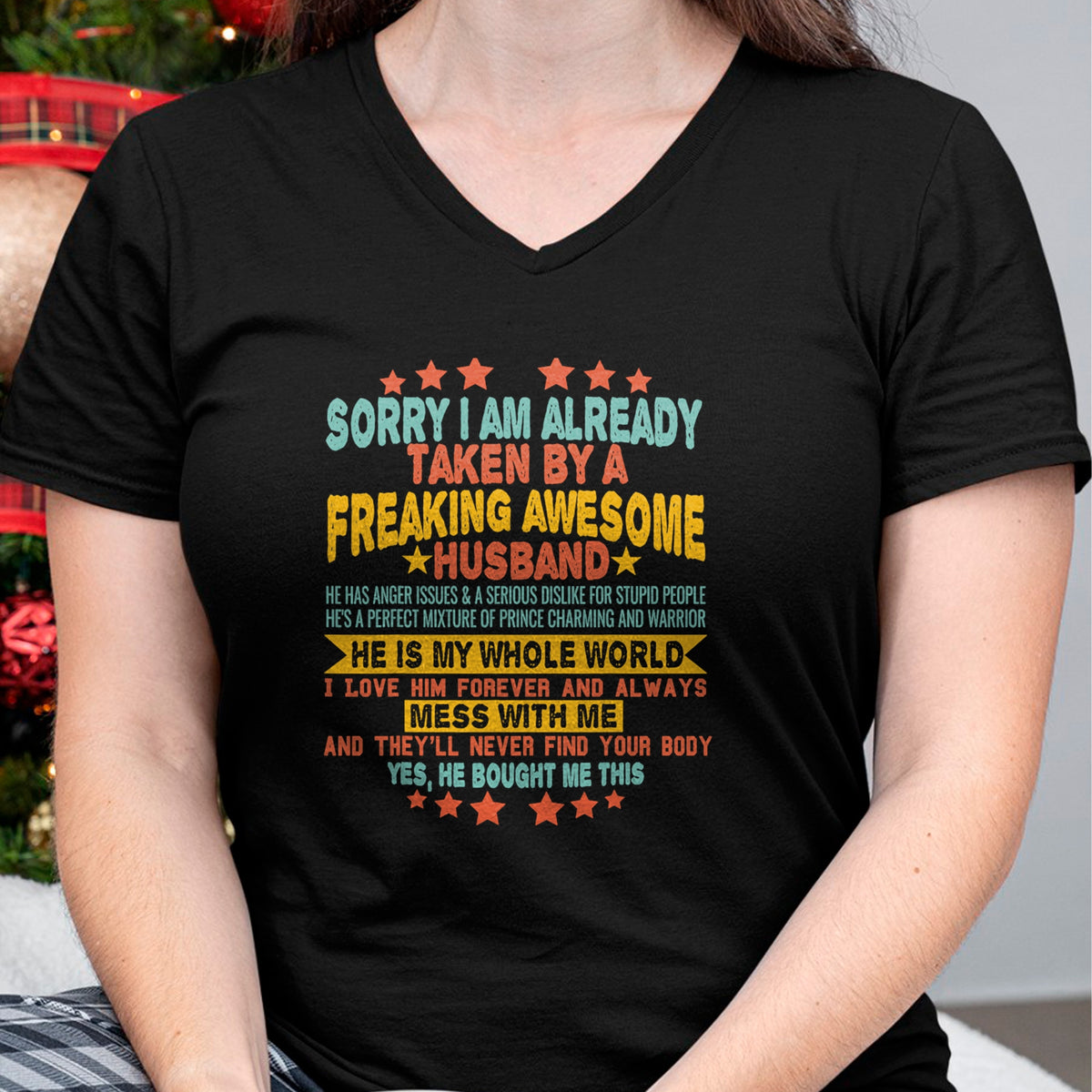 Best Wife Shirt, Wife and Husband Unisex T-Shirt/Hoodie/Sweatshirt HLT00 - Sorry i am Already Taken By a Freaking Awesome Husband Xmas T-Shirt (2)