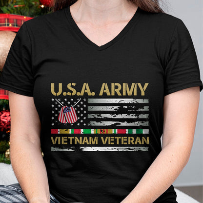 Proud Veteran Shirt, Funny Veteran UnisexT-Shirt/Hoodie/Sweatshirt HLT00 - USA Army Vietnam Veteran USA Flag Veteran Vietnam Army Long Sleeve T-Shirt